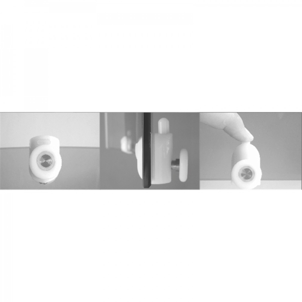 Sprchový set z Kory Lite, čtvrtkruh, 90 cm, bílý ALU, sklo Grape a vysoké SMC vaničky